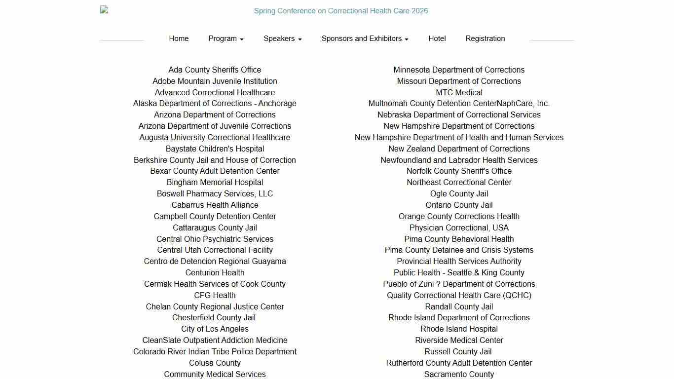 Past Attendees: Spring Conference on Correctional Health Care 2026